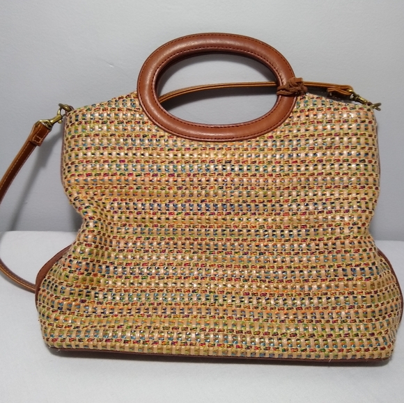 Fossil Purse Colorful Wicker Design Leather Trim - Picture 3 of 7